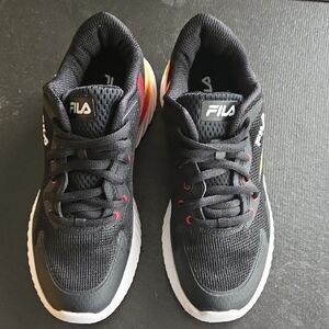 Fila Black and Red Sneakers with Breathable Mesh